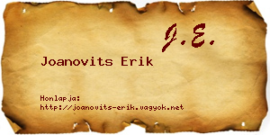 Joanovits Erik névjegykártya